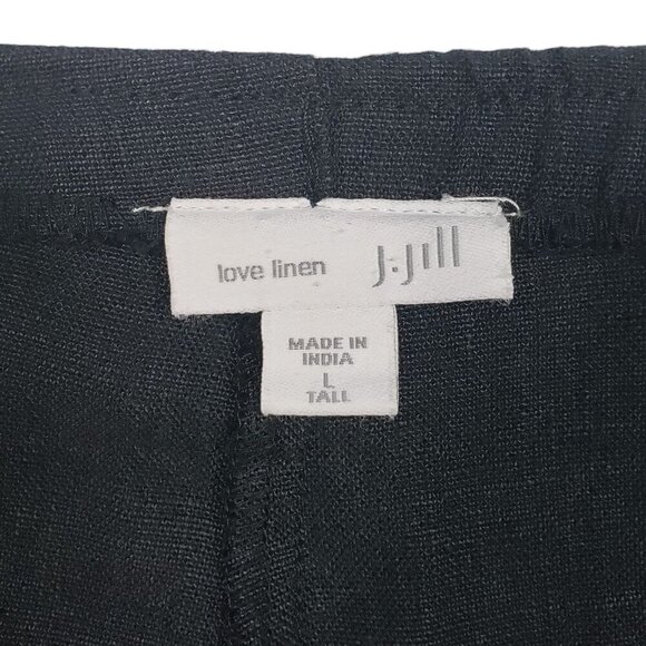 J Jill Love Linen Pants Womens Large Tall Black High Rise Pull On Notch Hem - Picture 7 of 9